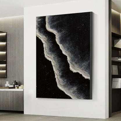 Modern Minimalist Ocean Waves Oil Painting for Contemporary Home Décor