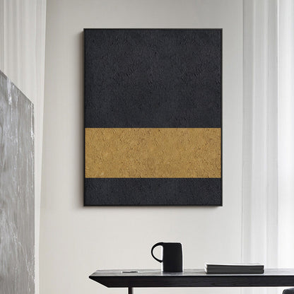 Elegant Black and Gold Abstract Minimalist Oil Painting for Modern Decor