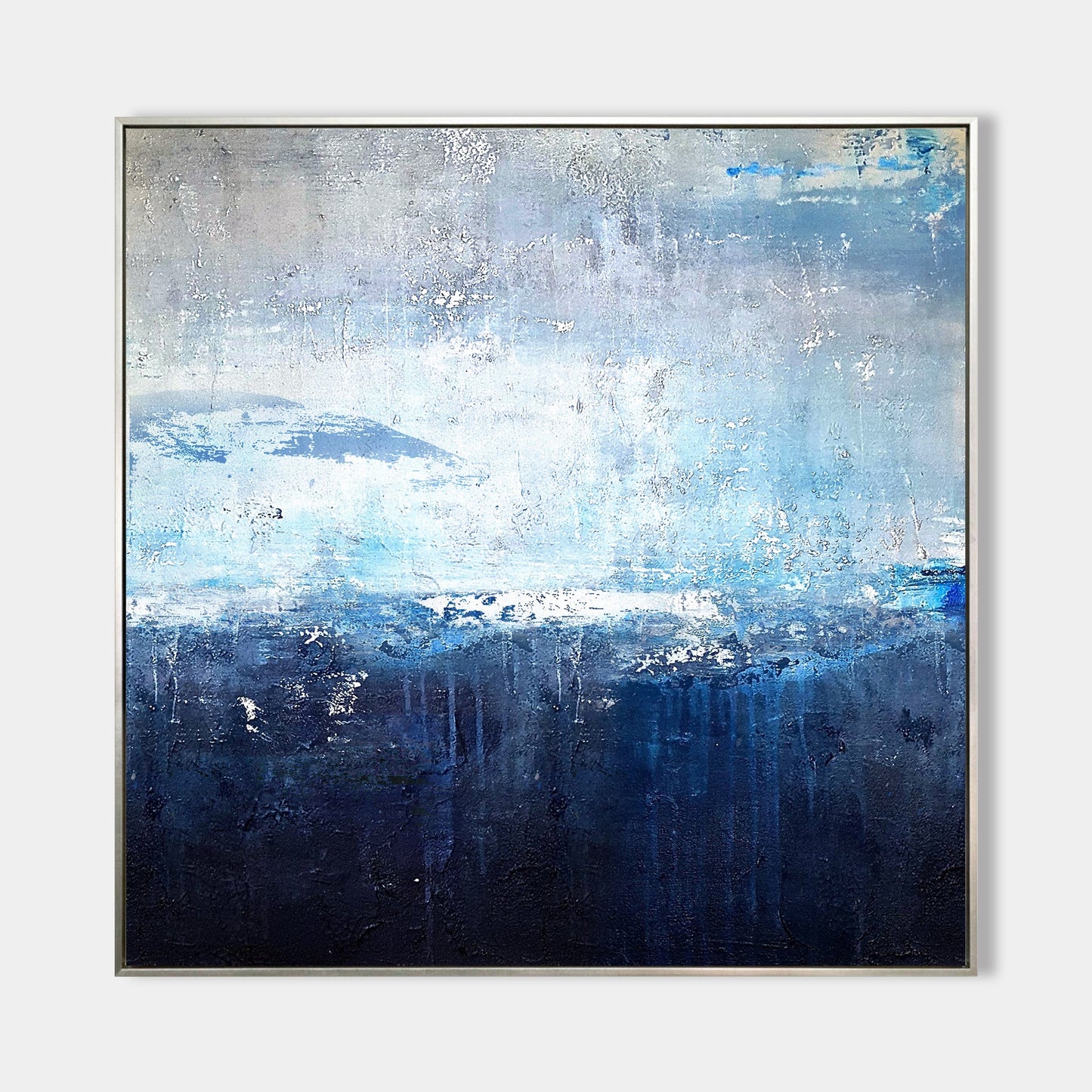 Serene Blue Ocean Abstract Painting for Modern Home Decor