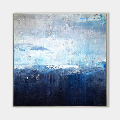 Serene Blue Ocean Abstract Painting for Modern Home Decor