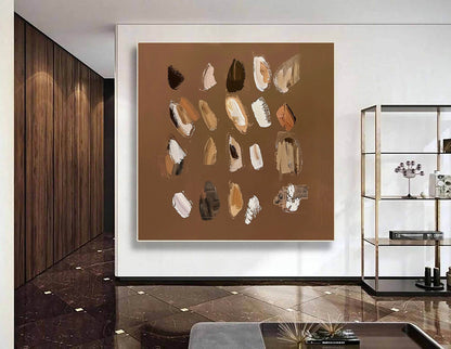 Modern Vintage Abstract Oil Painting in Earthy Tones for Stylish Home Decor