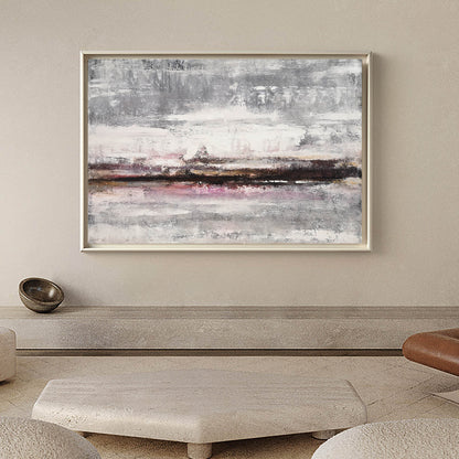 Serene Grey Abstract Landscape Oil Painting for Modern Home Decor