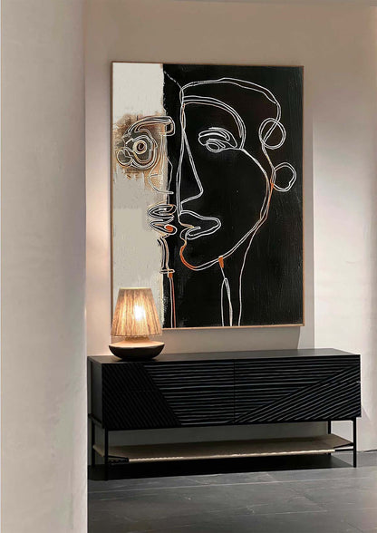 Modern Minimalist Black and White Line Art for Contemporary Decor