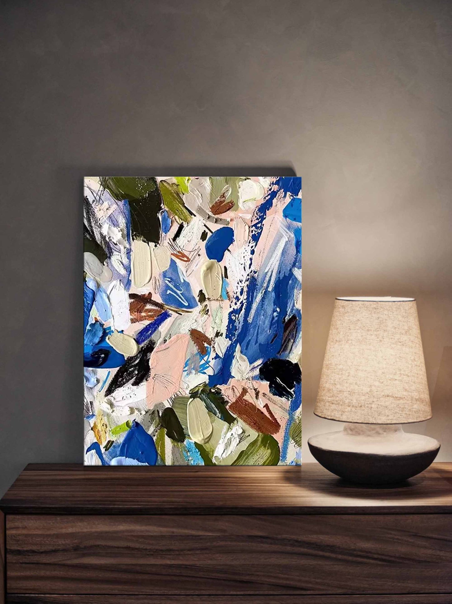 Vibrant Abstract Oil Painting with Colorful Brushstrokes for Modern Decor