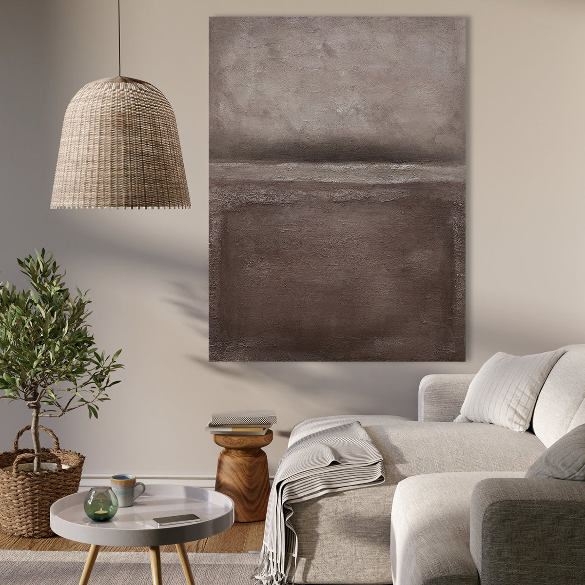 Textured Earth Tones: Contemporary Abstract Oil Painting for Modern Décor