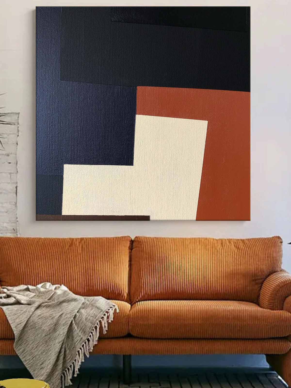 Abstract Vintage Geometric Oil Painting for Modern Home Decor