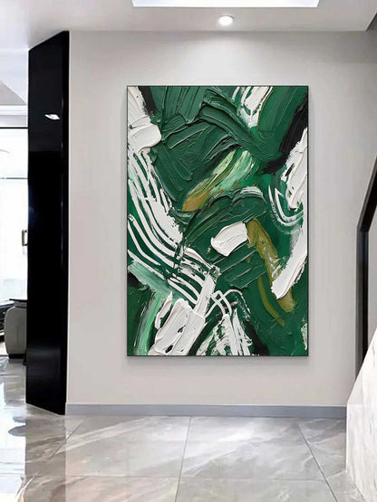 Vibrant Abstract Green Oil Painting for Modern Home Decor and Art Lovers