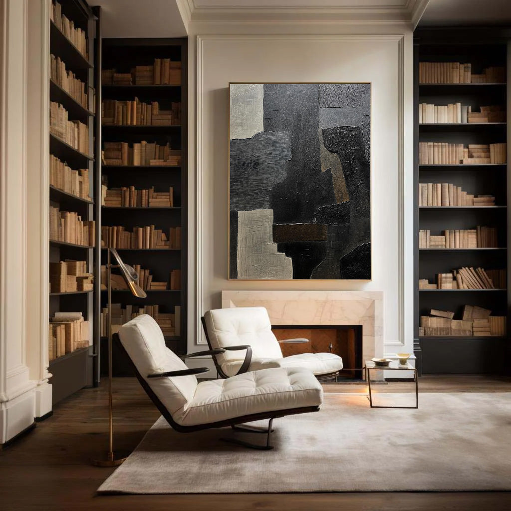Contemporary Black Abstract Oil Painting for Modern Art Lovers