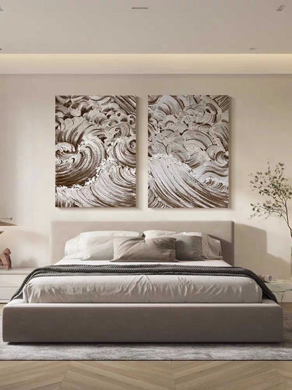Dynamic Abstract Wave Oil Painting Duo for Modern Home Decor