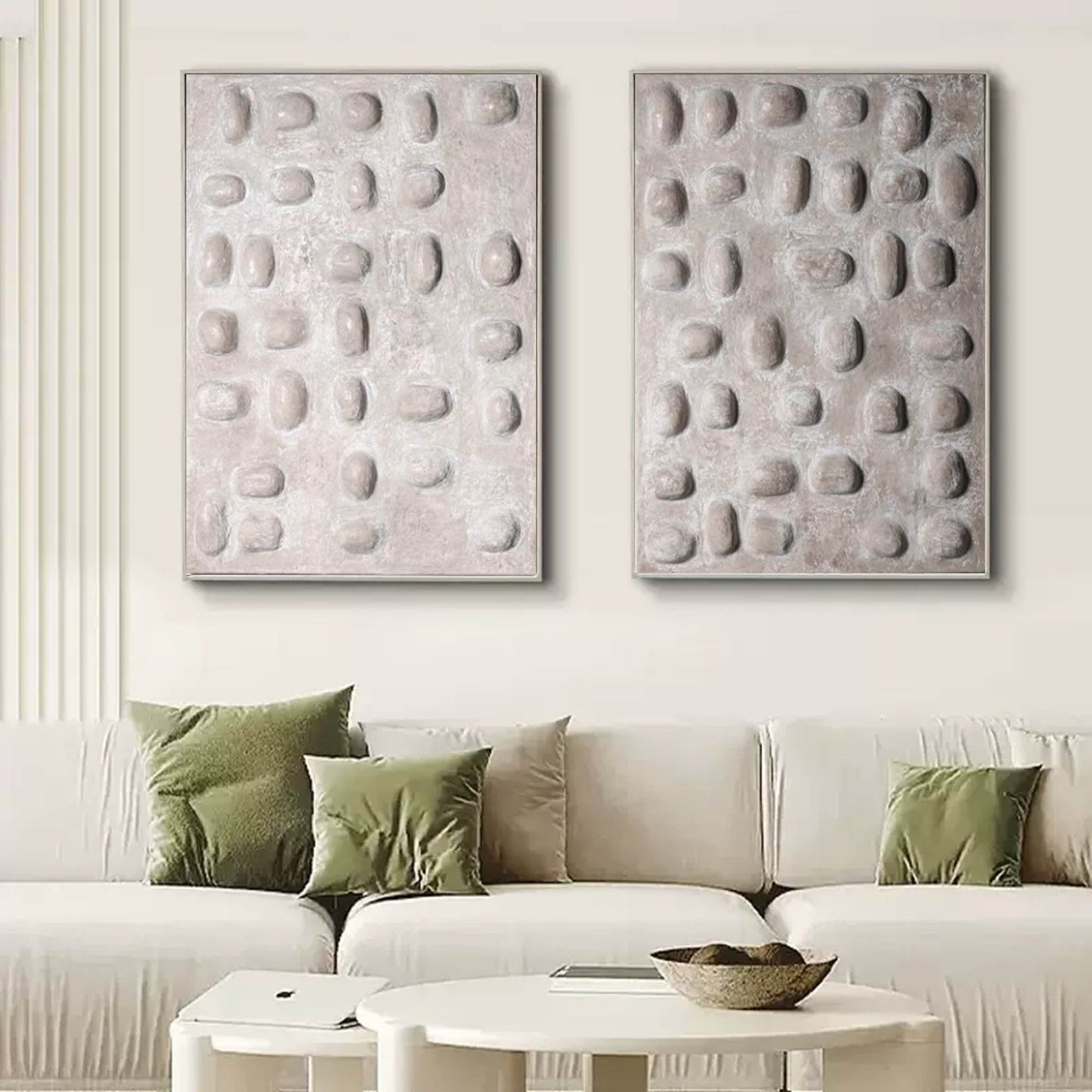 Textured Modern Abstract Oil Painting Pair for Contemporary Home Decor