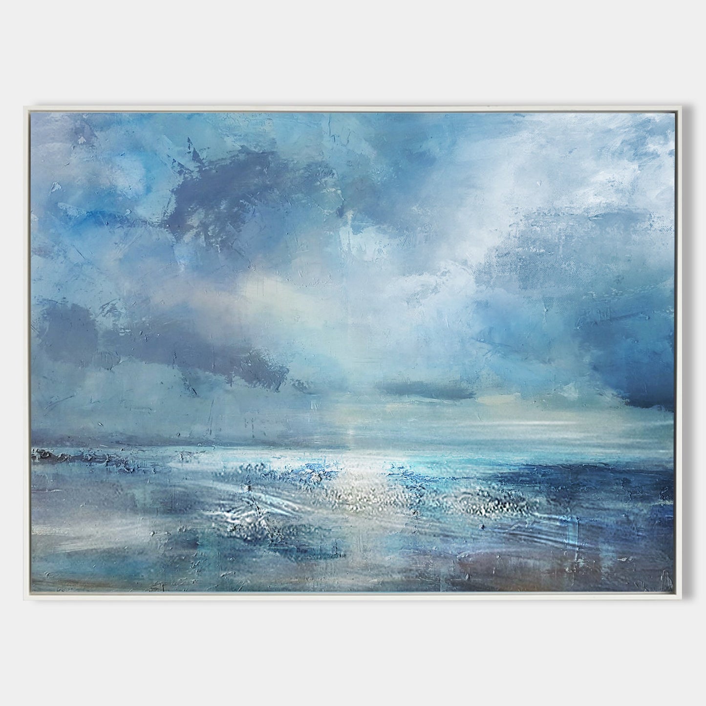 Serene Abstract Beach Landscape Oil Painting for Coastal Home Decor