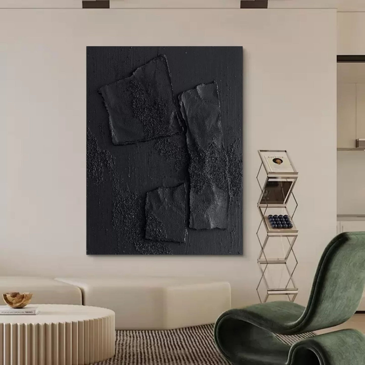 Modern Wabi-Sabi Abstract Black Wall Art for Contemporary Home Decor