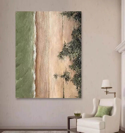 Serene Coastal Landscape Oil Painting for Modern Home Decor