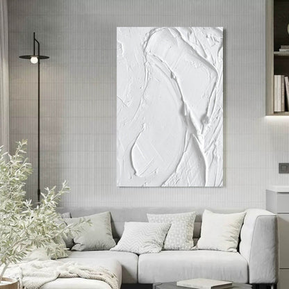 Textured White Oil Painting for Modern Home Decor and Art Lovers