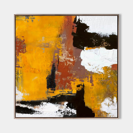 Vibrant Deep Orange Abstract Oil Painting for Modern Home Décor