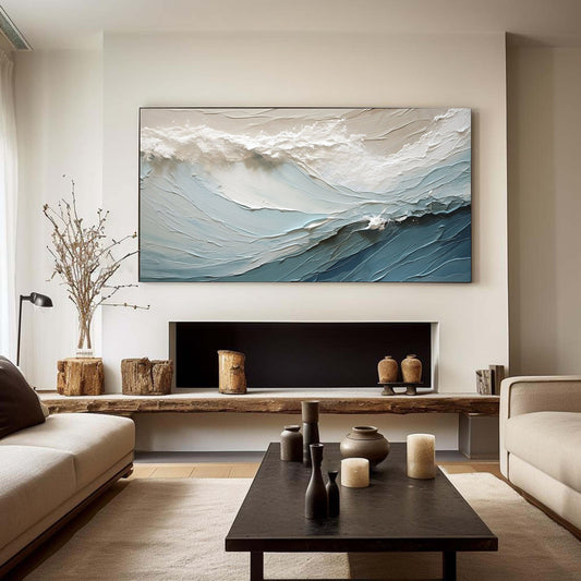 Serene Ocean Waves Oil Painting for Tranquil Home Decor and Relaxing Spaces