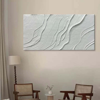 Textured White Abstract Oil Painting for Modern Home Decor