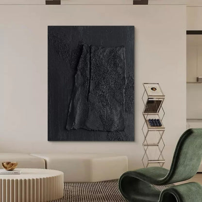 Textured Black Abstract Oil Painting for Modern Wall Decor