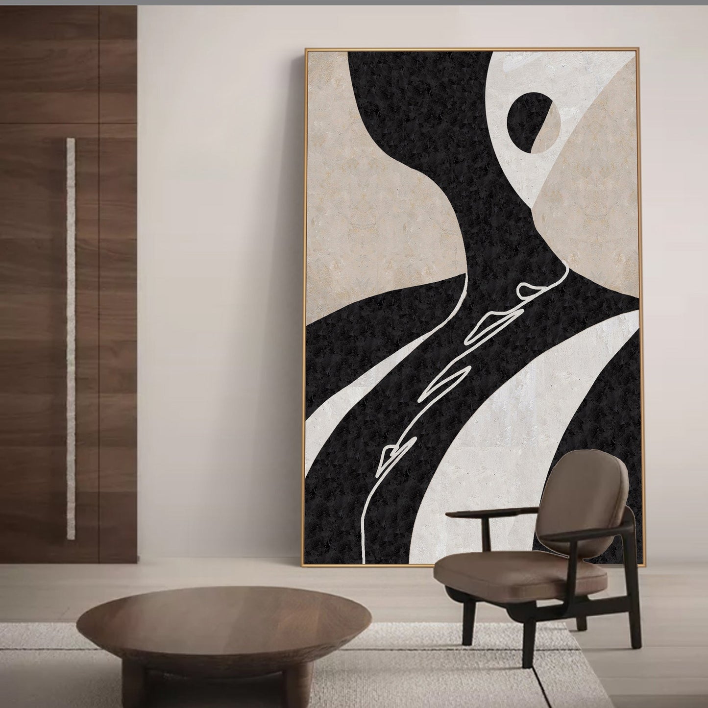 Abstract Minimalist Oil Painting for Modern Home Décor