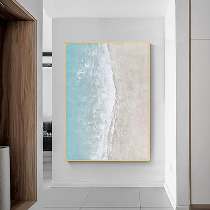 Serene Ocean Breeze: Tranquil Beach Oil Painting for Coastal Home Décor