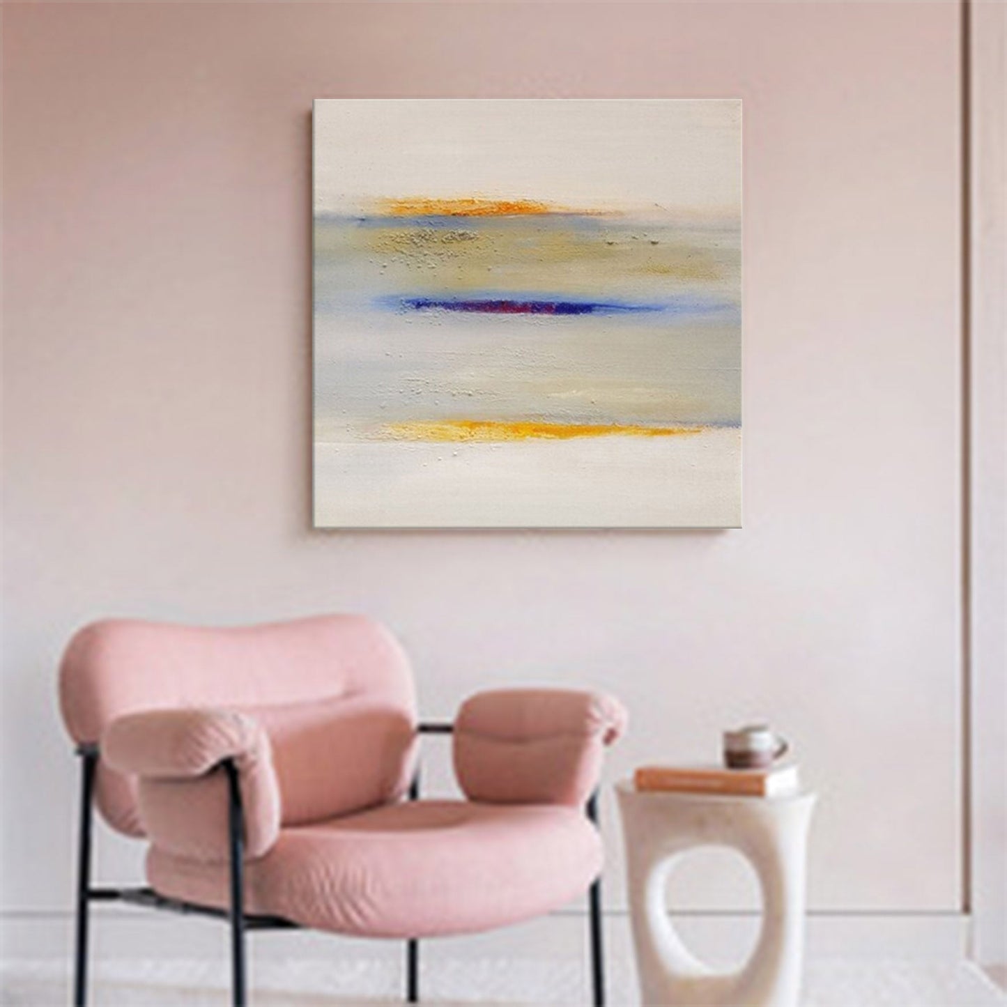 Abstract Minimalist Oil Painting with Soft Hues for Modern Home Décor