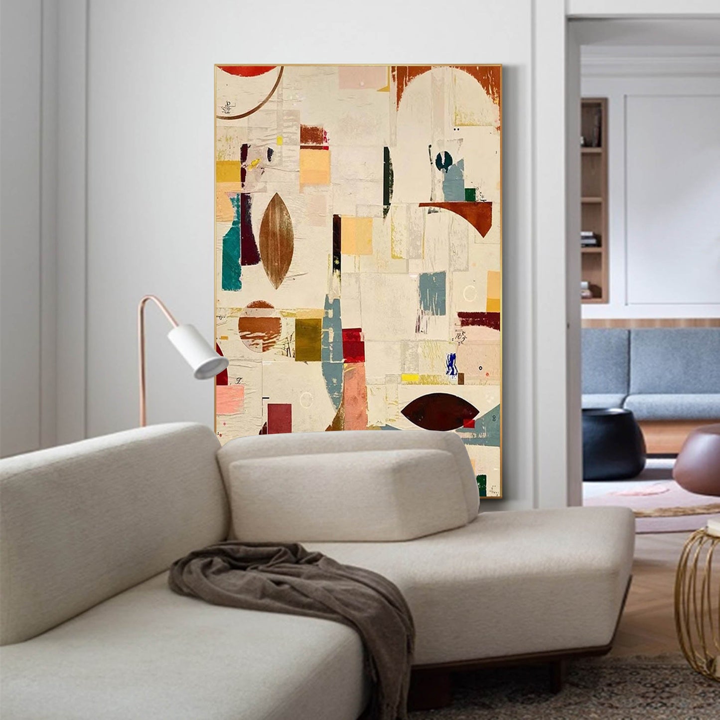 Modern Geometric Abstract Oil Painting for Contemporary Home Decor