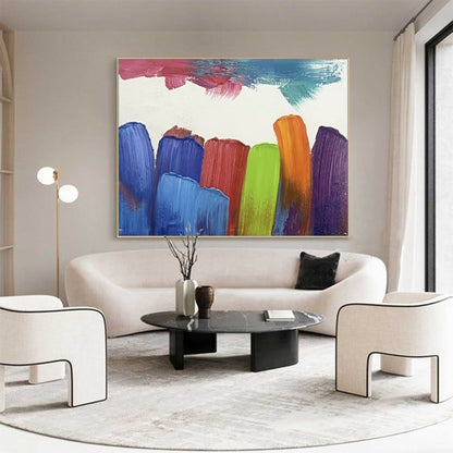 Vibrant Abstract Landscape Oil Painting for Modern Home Decor