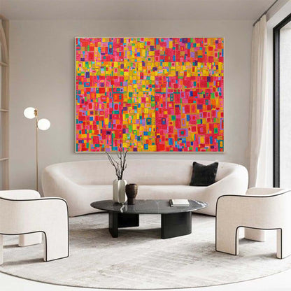 Vibrant Abstract Oil Painting in Bold Colors for Modern Home Decor