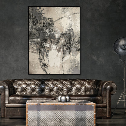 Monochrome Abstract Texture Painting for Modern Home Decor