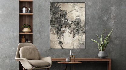 Monochrome Abstract Texture Painting for Modern Home Decor