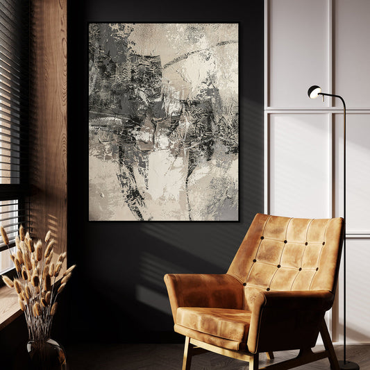 Modern Grayscale Abstract Painting for Elegant Home Décor