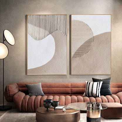 Neutral Beige and Brown Abstract Canvas Art for Modern Home Decor