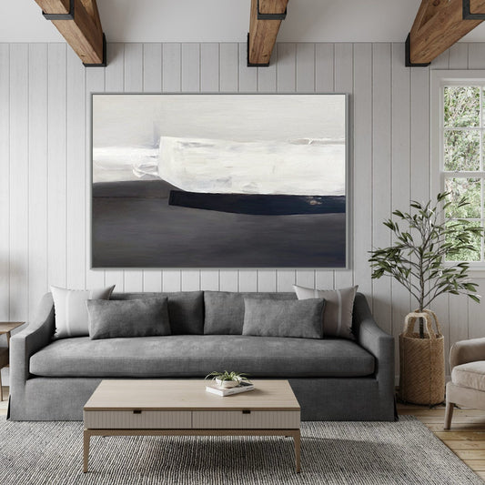 Serene Abstract Cliffs Landscape Oil Painting for Modern Home Decor