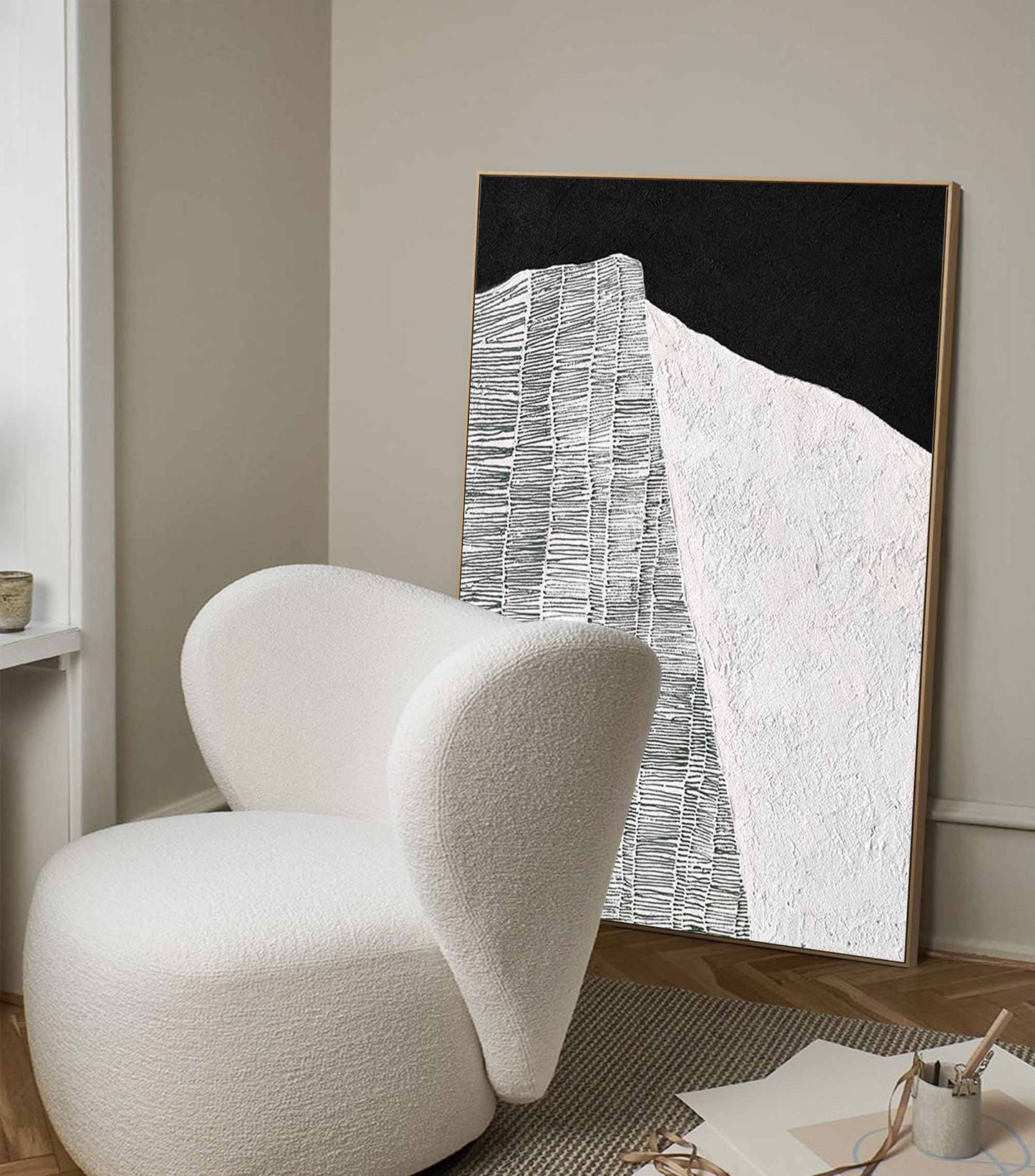 Elegant Minimalist Abstract Oil Painting for Modern Home Decor