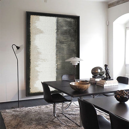 Contemporary Minimalist Oil Painting in Black and White for Modern Interiors