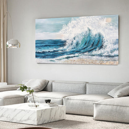 Dynamic Ocean Wave Oil Painting for Coastal Home D√©cor