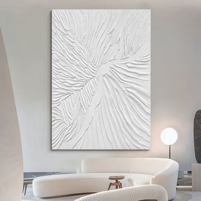 Textured White Abstract Oil Painting for Modern Home Decor