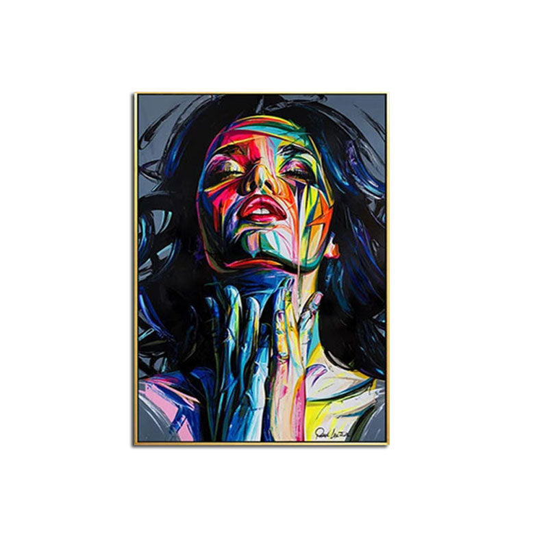 Vibrant Abstract Portrait of a Woman with Bold Colors and Expressive Emotion