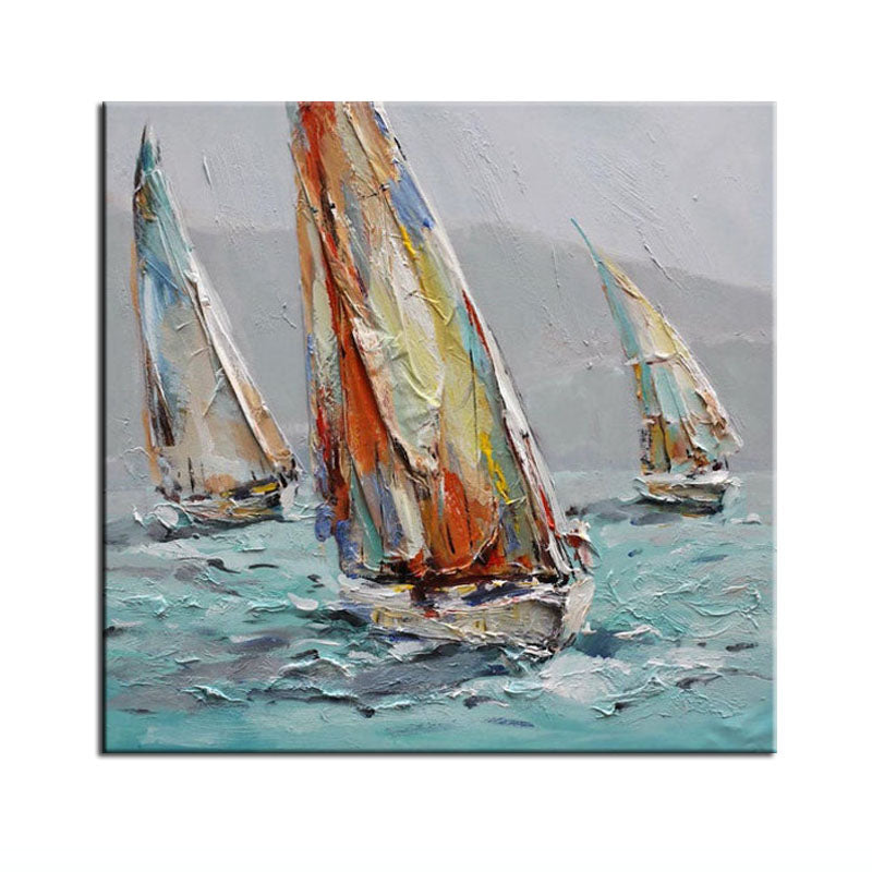 Vibrant Sailing Adventure on Turquoise Waters - Captivating Oil Painting