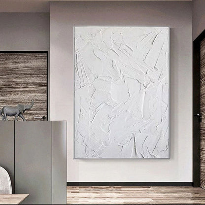 Textured White Abstract Oil Painting for Modern Home Decor