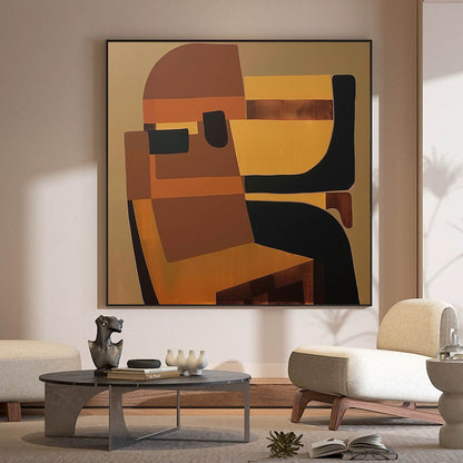 Modern Vintage Abstract Oil Painting for Contemporary Home Decor