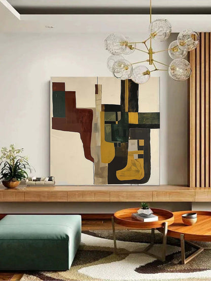 Modern Vintage Abstract Oil Painting for Elegant Home Decor