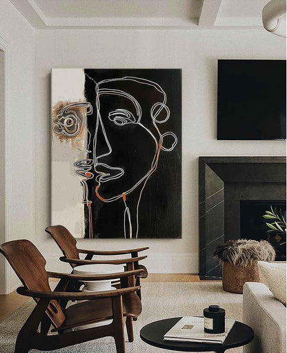 Modern Minimalist Black and White Line Art for Contemporary Decor