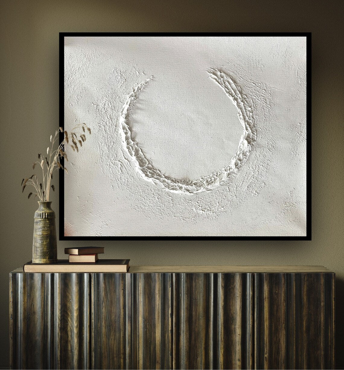 Serene Moonlight Abstract Oil Painting for Modern Home Decor