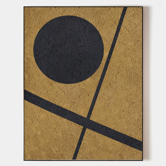 Elegant Black and Gold Abstract Minimalist Oil Painting for Modern Decor