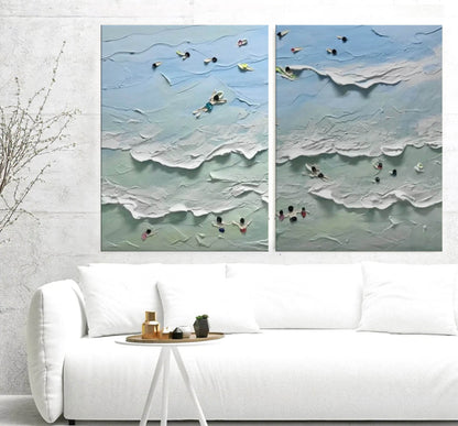 Serene Coastal Abstract Oil Paintings for Modern Home Decor