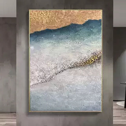Coastal Elegance: Textured Seashore Seashells Oil Painting for Beach Home Decor
