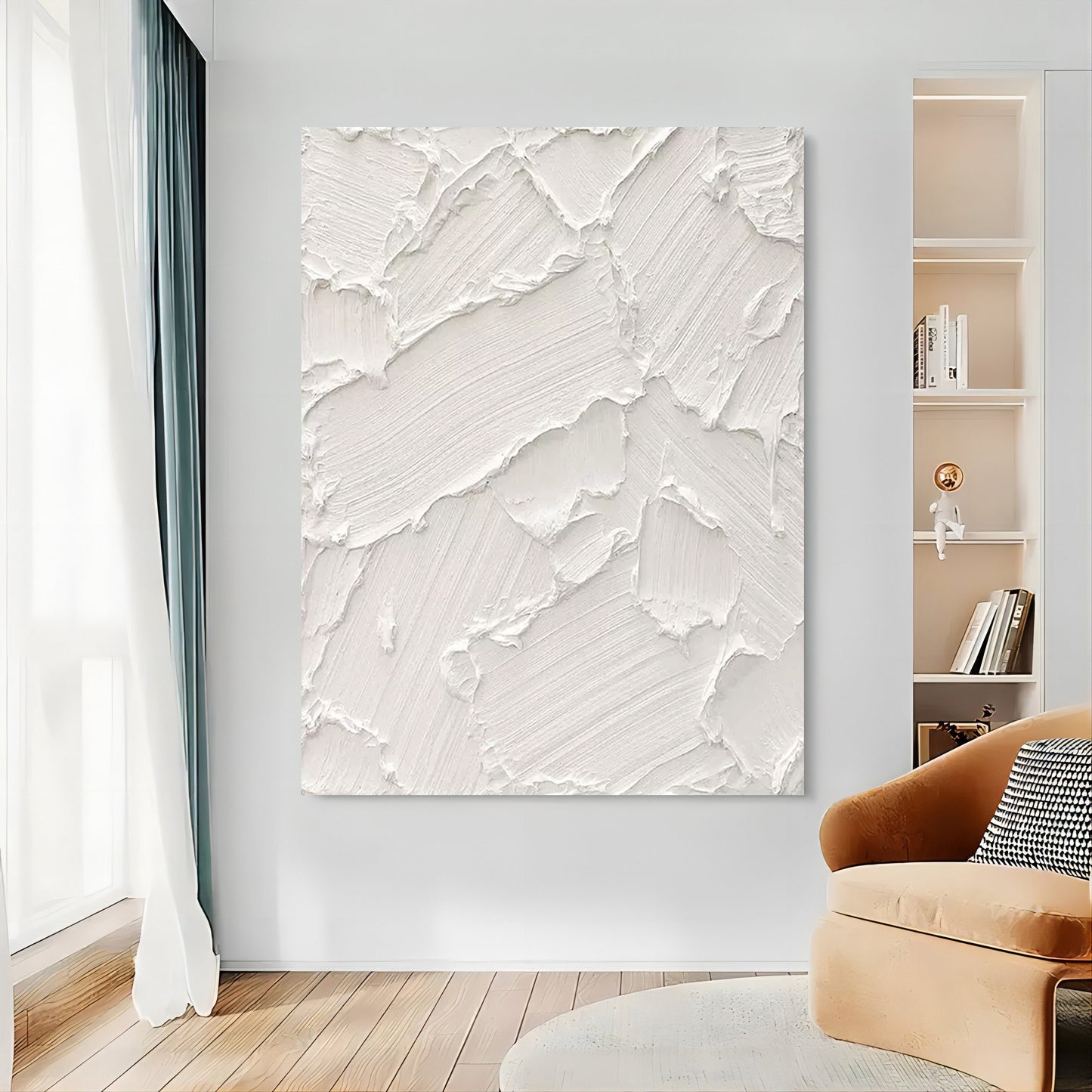 Textured White Oil Painting for Modern Home Decor and Art Enthusiasts