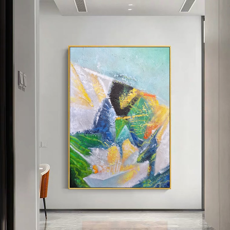 Vibrant Aquatic Serenity: Abstract Oil Painting for Modern Home Decor