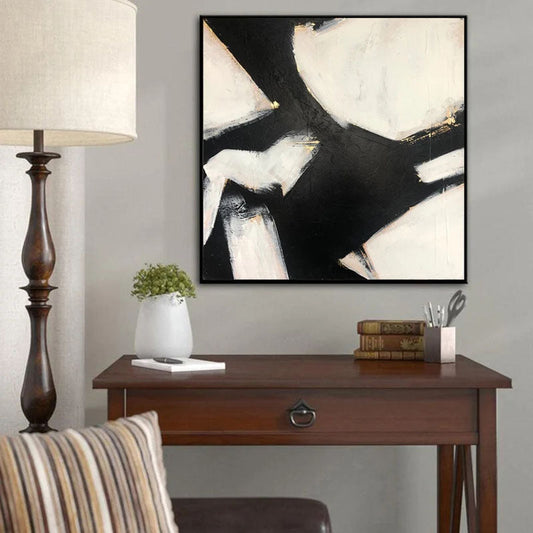 Abstract Black and White Eagle Painting for Modern Home Decor